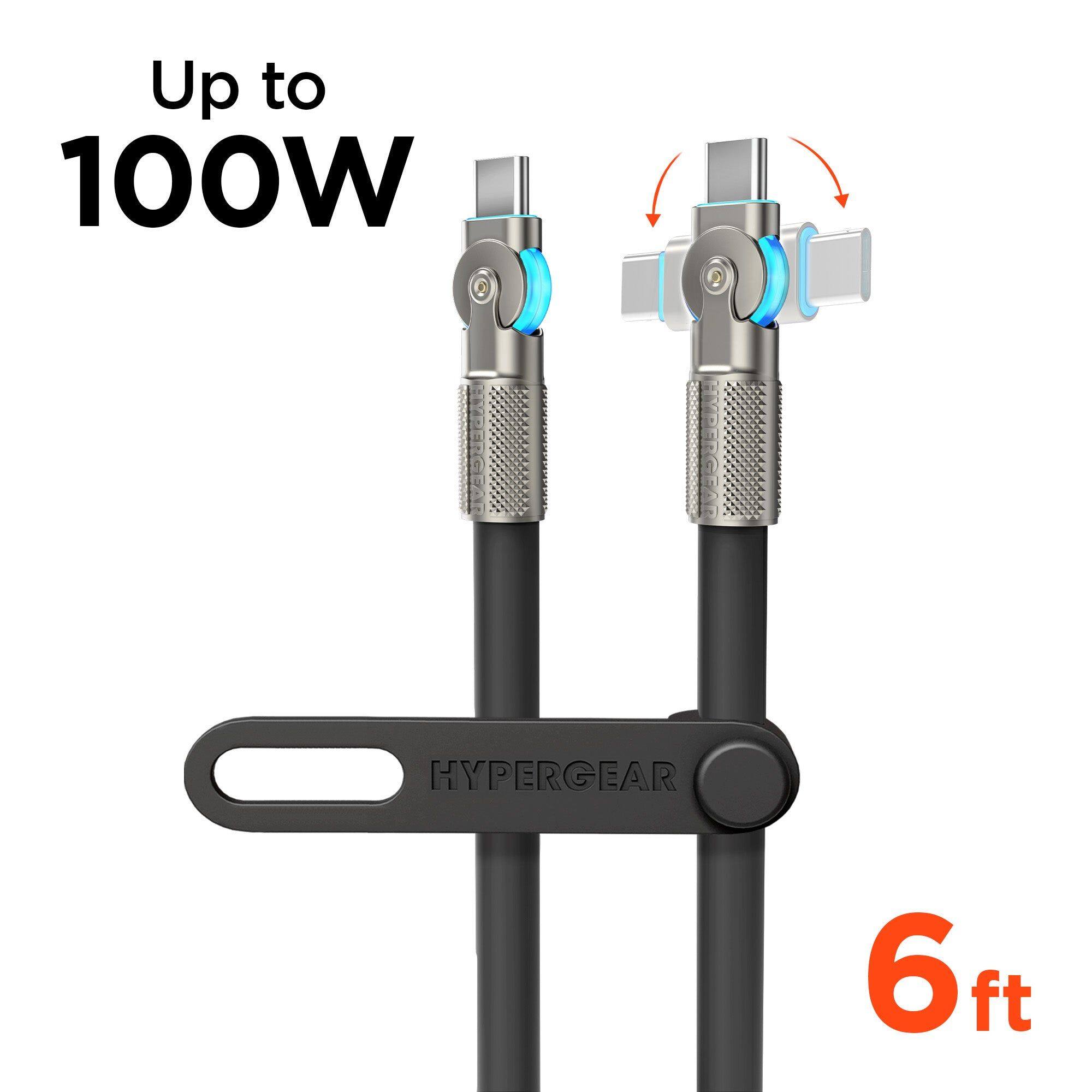 HyperGear - Chunky 180 USB-C to USB-C Cable 6ft - Black