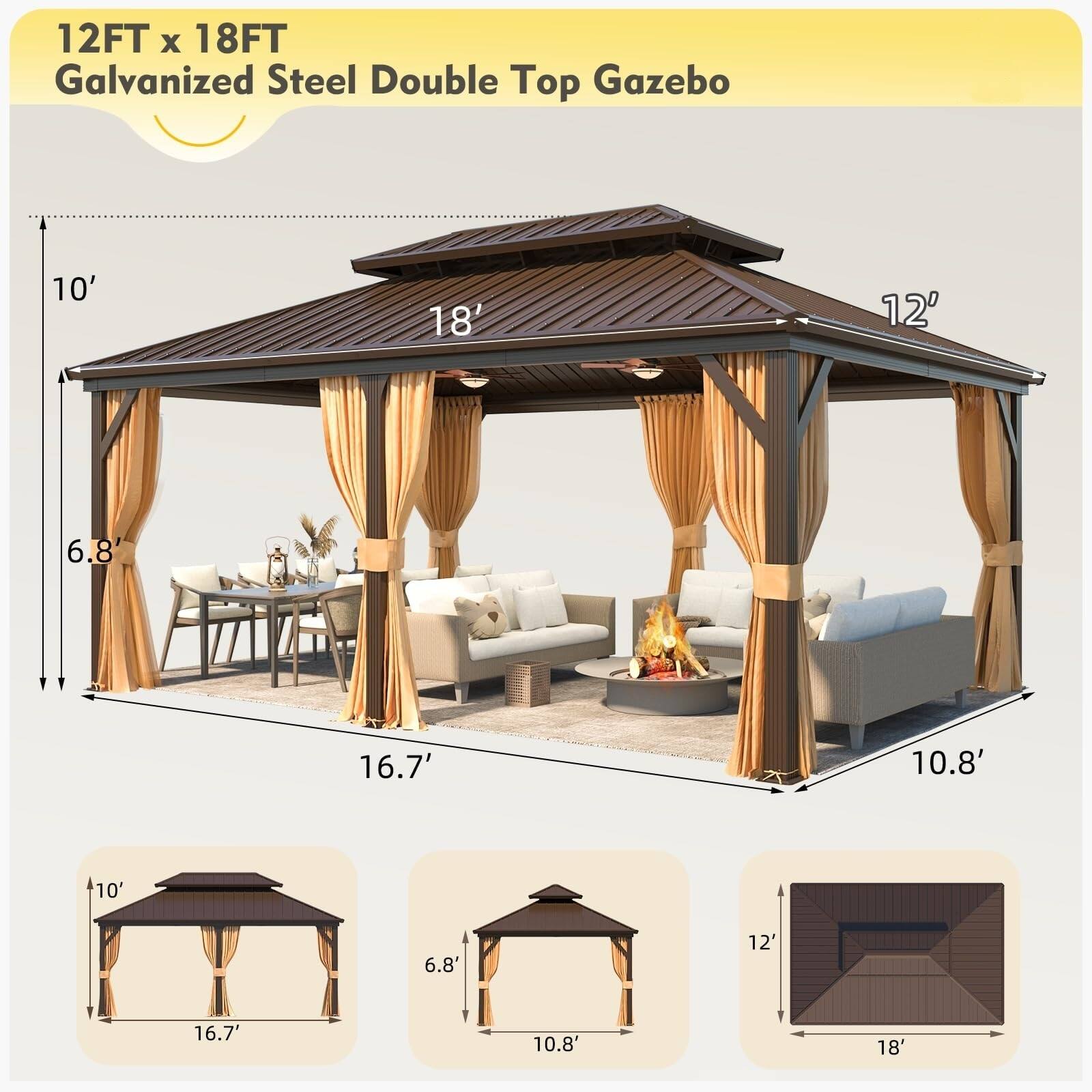 12FT x 18FT Galvanized Steel Double Top Gazebo

10'  
18'  
12'  
6.8'  
16.7'  
10.8'  
10'  
6.8'  
12'  
16.7'  
10.8'  
18'