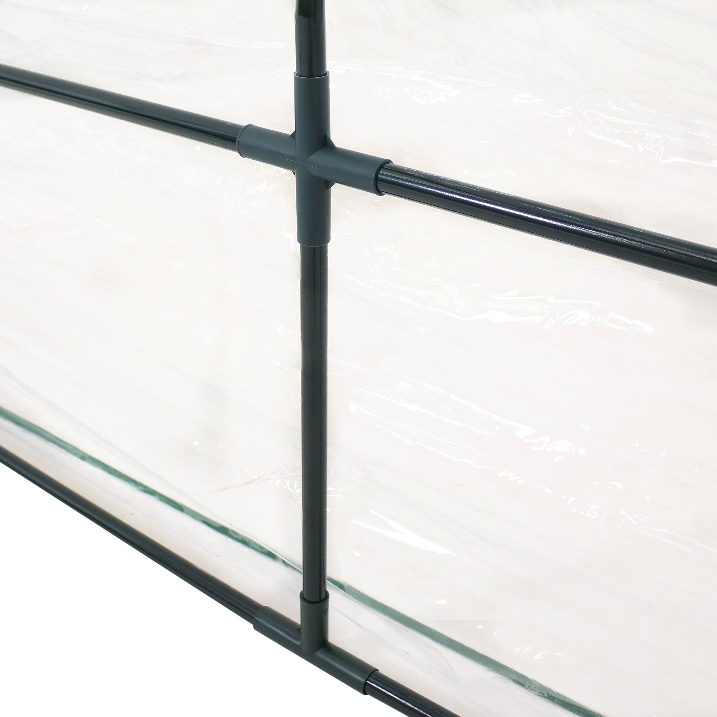 Alt View 8. Sunnydaze - Iron PVC Cover Mini Cloche Greenhouse with Zipper - Clear.