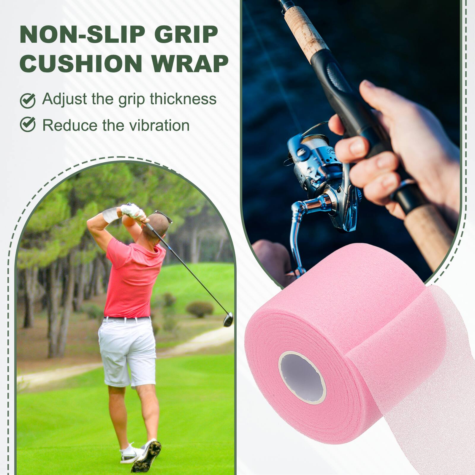 NON-SLIP GRIP CUSHION WRAP

- Adjust the grip thickness
- Reduce the vibration