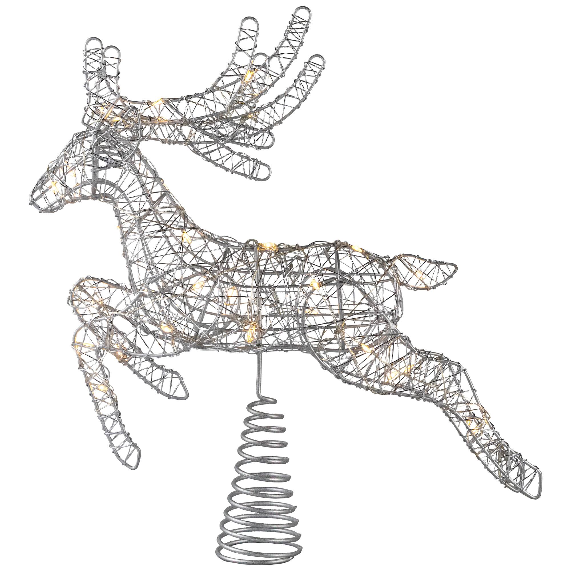 Alt View 1. Northlight - LED Lighted Reindeer Christmas Tree Topper - 13"  - Silver - Warm White Lights - Silver.