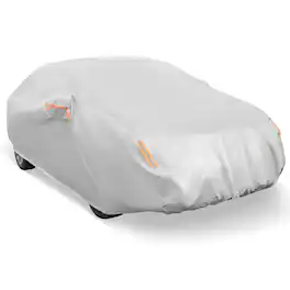 Costway - 185" Car Cover for Automobiles Outdoor Full Cover with Cotton Lining Waterproof - Silver