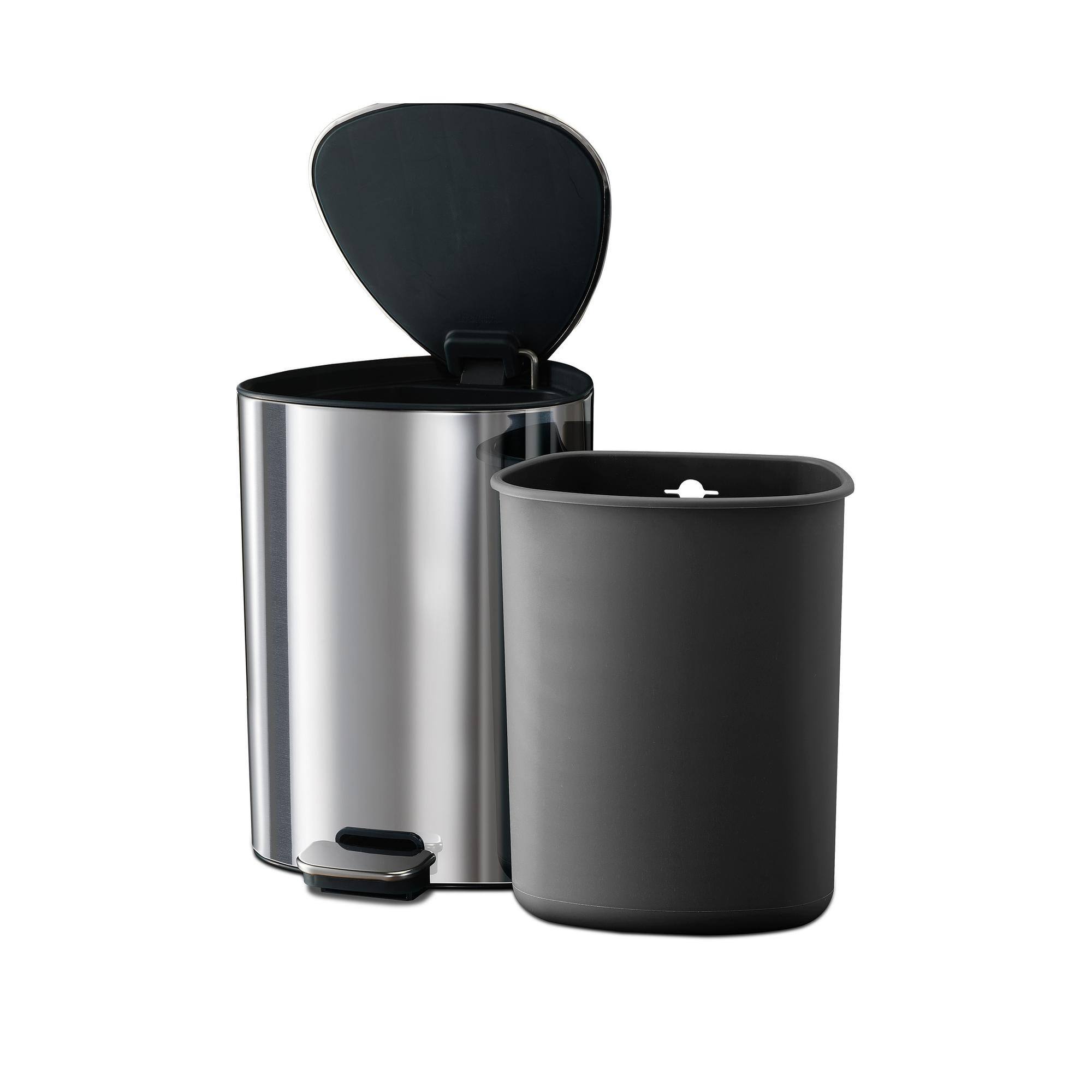 Alt View 1. Joseph Joseph - Easy Store 5-liter Pedal Pin with Liner Storage - Stainless Steel.