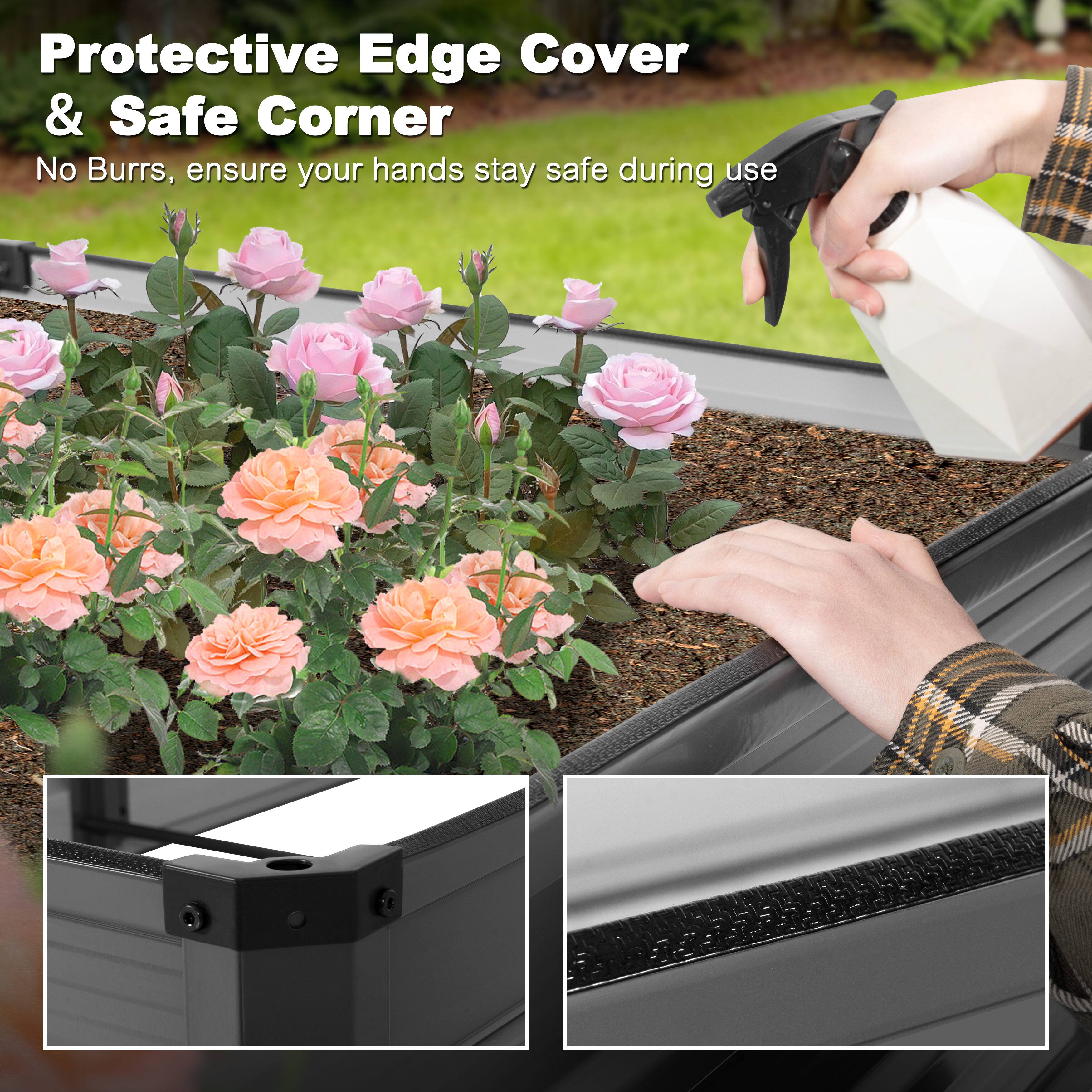 Nuu Garden Rectangular Galvanized Raised Garden Bed Metal Planter