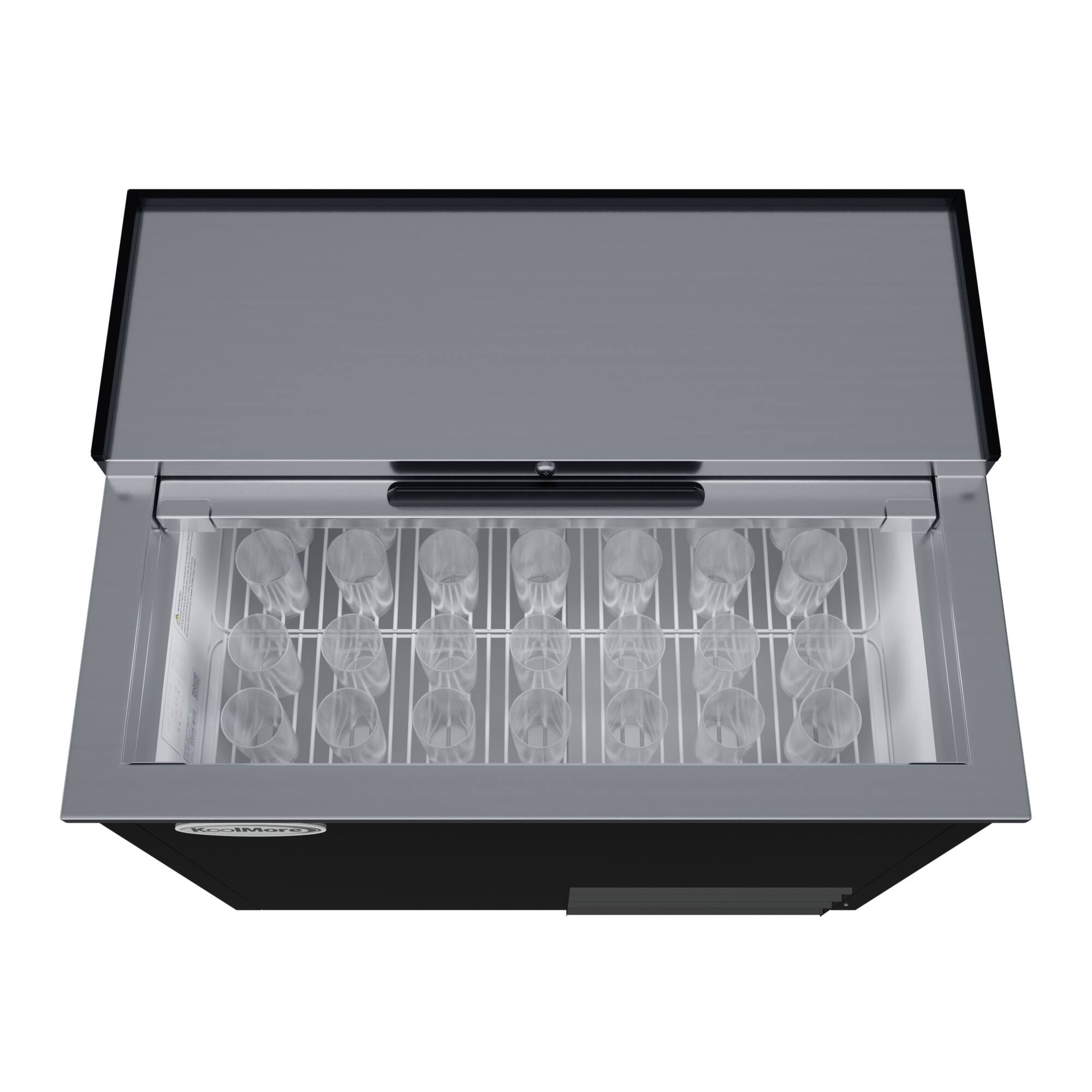 Angle. Koolmore - 36 in. Commercial Glass Froster in Black Steel, ETL Listed, 9 cu. ft. (KM-GF36-BK) - Black painted steel.