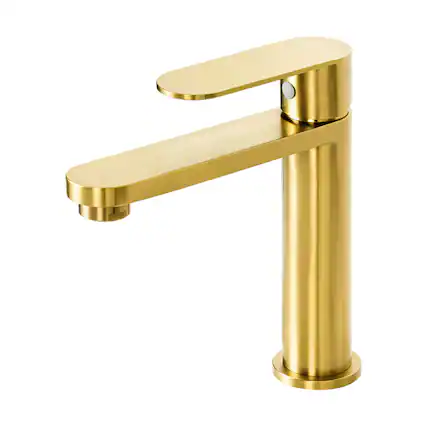 Front. Akicon - Akicon Single Handle Stainless Steel Bathroom Faucet in Brushed Gold - Brushed Gold.