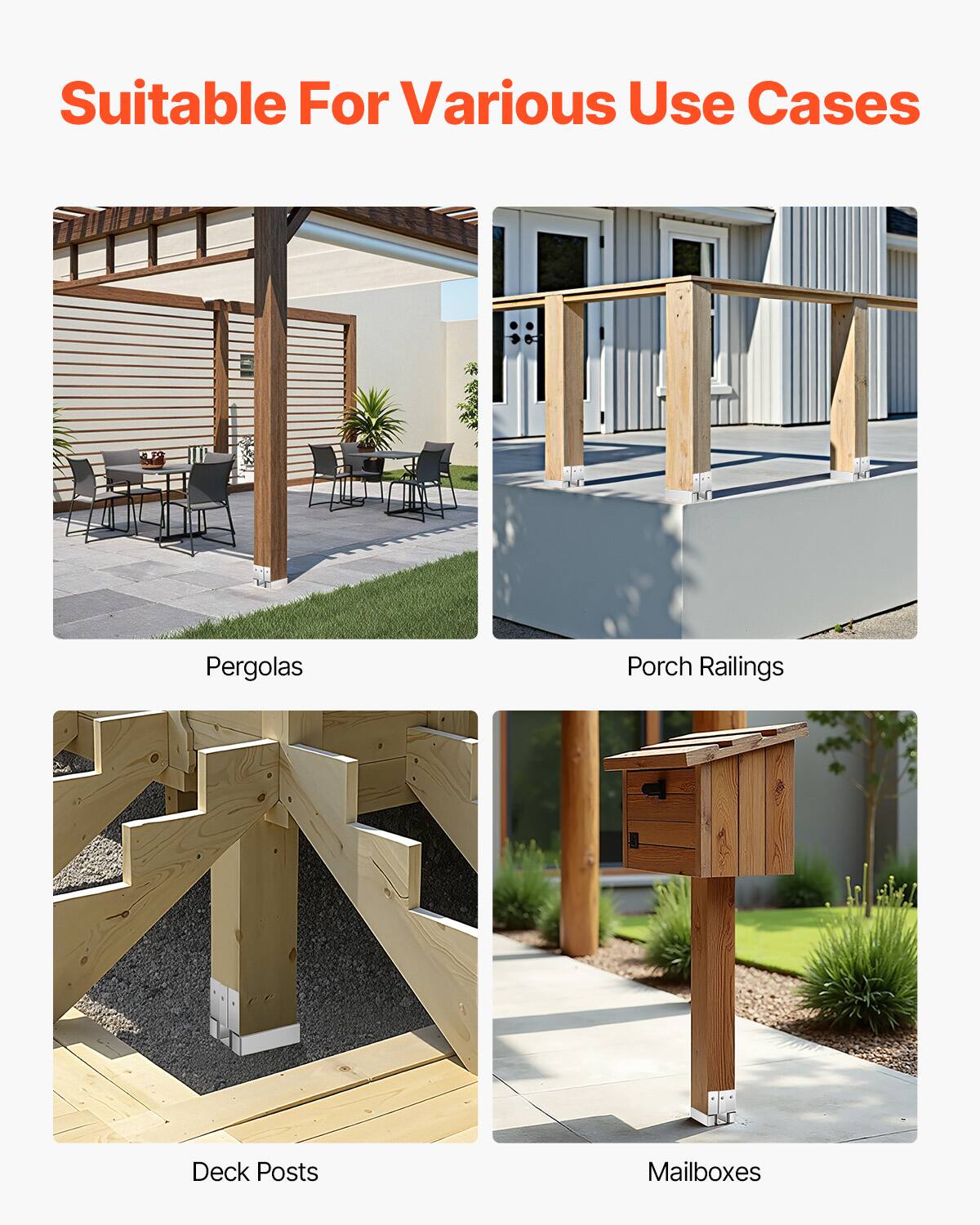 Suitable For Various Use Cases

- Pergolas
- Porch Railings
- Deck Posts
- Mailboxes