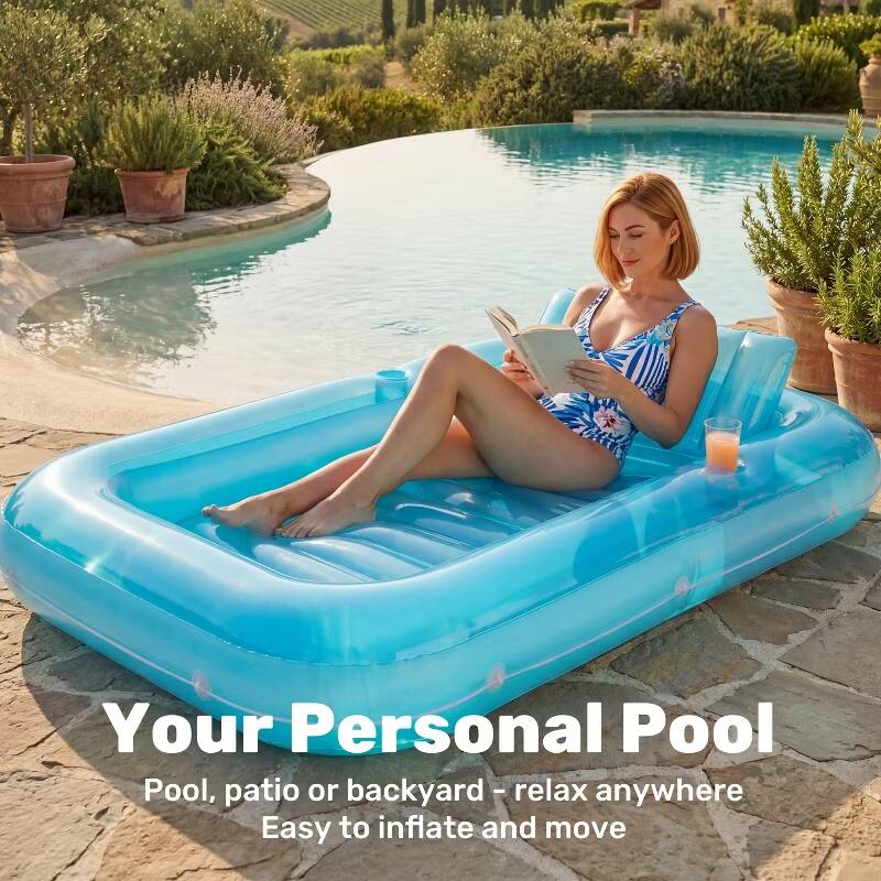 Your Personal Pool  
Pool, patio or backyard - relax anywhere  
Easy to inflate and move
