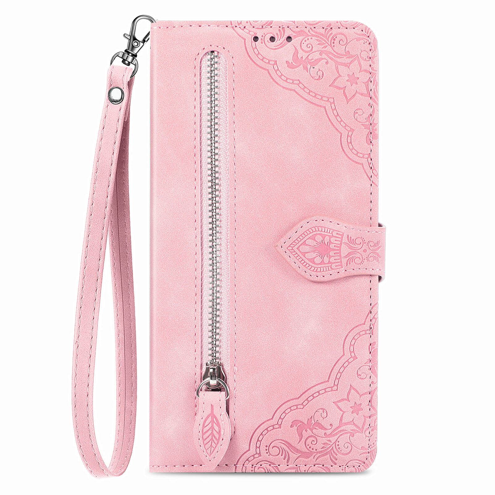 Alt View 1. Dteck - Wallet Case with Zipper Pocket + Stand for Apple iPhone 17e / 16e,Protective Folio Cover with 6 Card Slots & Wrist Strap - Pink.