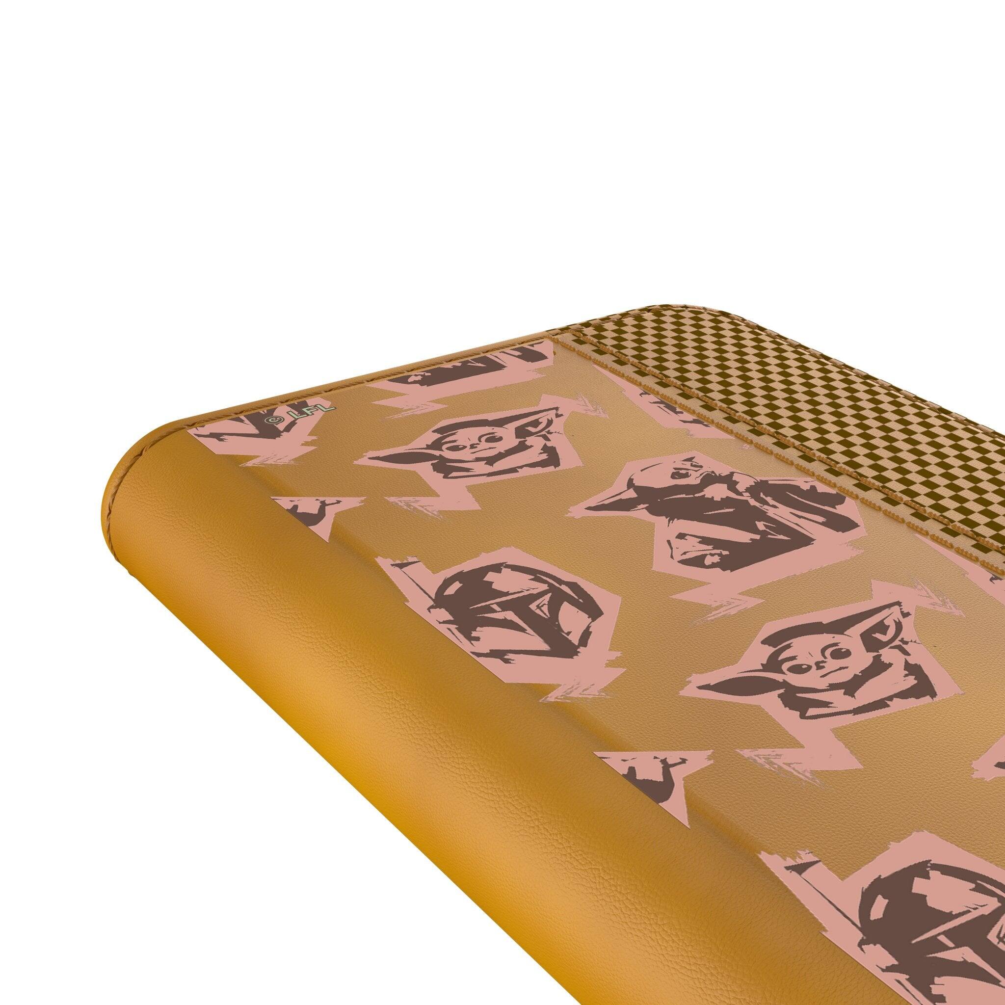 Alt View 1. Keyscaper - Star Wars: The Mandalorian Pattern Folio Phone Case - Samsung Galaxy S25 - Grogu.