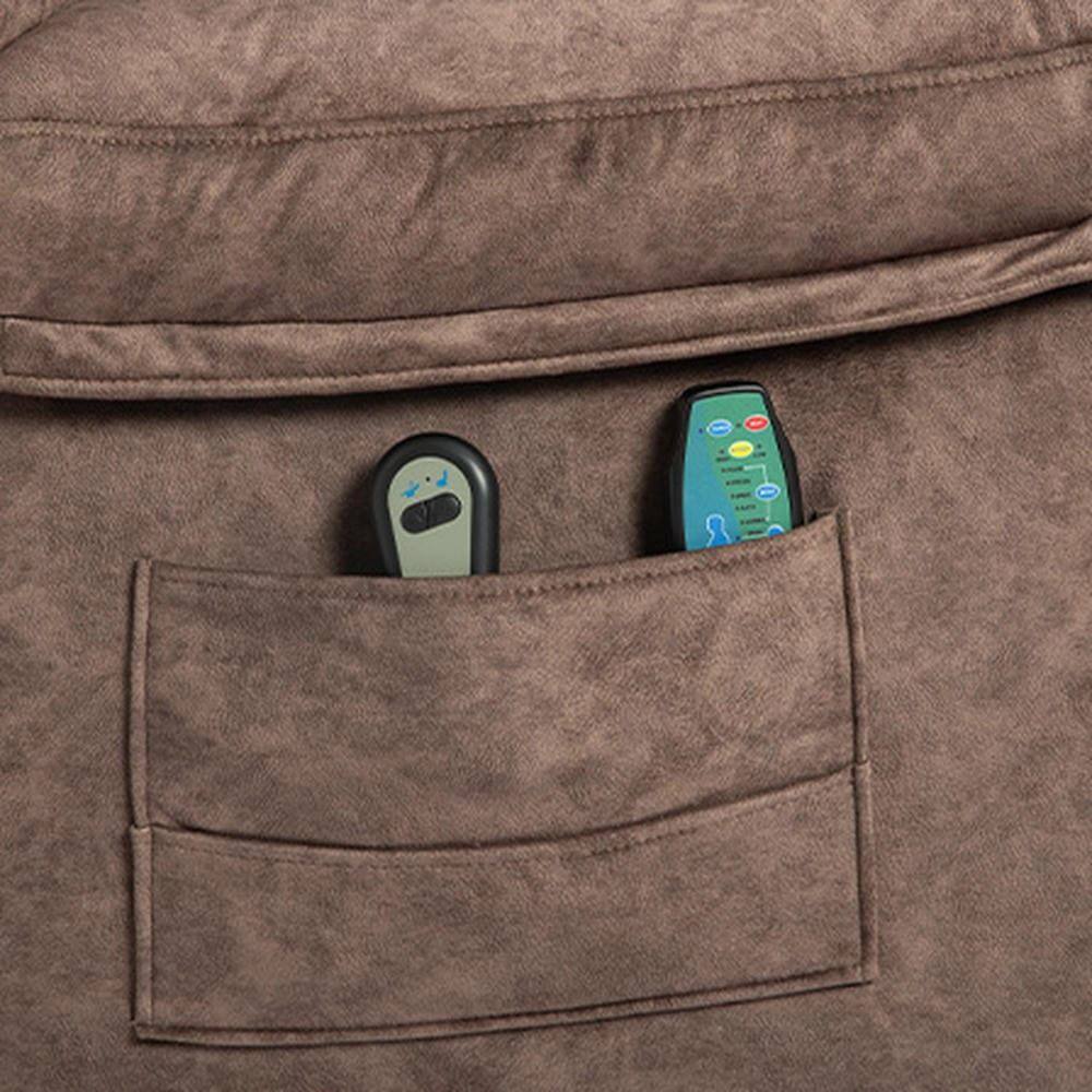 Alt View 4. Kadyn - Swivel Rocking Recliner Chair, 8-Point Massage & Heat, 360° Rotation, USB Port, Cup Holders, Brown - Brown.