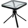 Costway - 18'' Patio Coffee Side Table Square Tempered Glass Top Garden Deck - Black