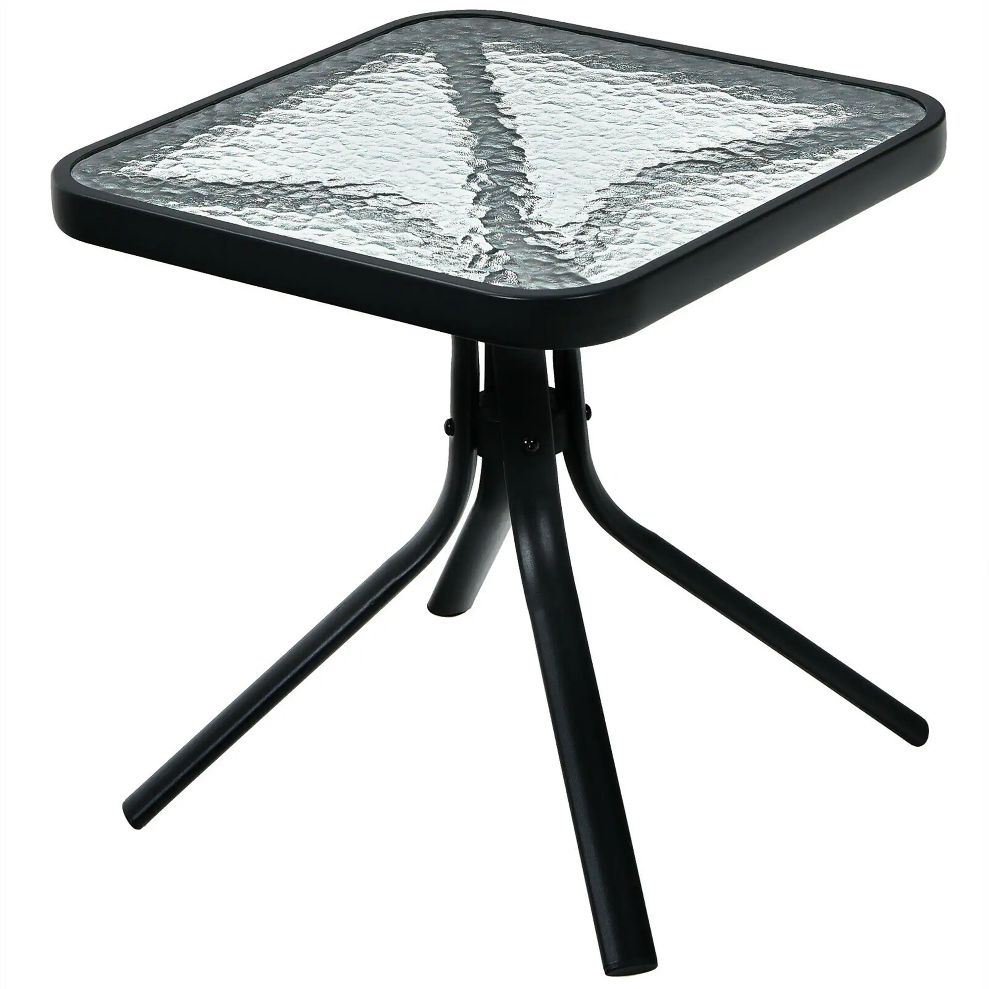 Front. Costway - Costway 18'' Patio Coffee Side Table Square Tempered Glass Top Garden Deck - Black.