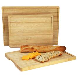 MegaChef - 3 Piece Bamboo Cutting, Prep and Serving Boards with Slanted Juice Groove - Brown