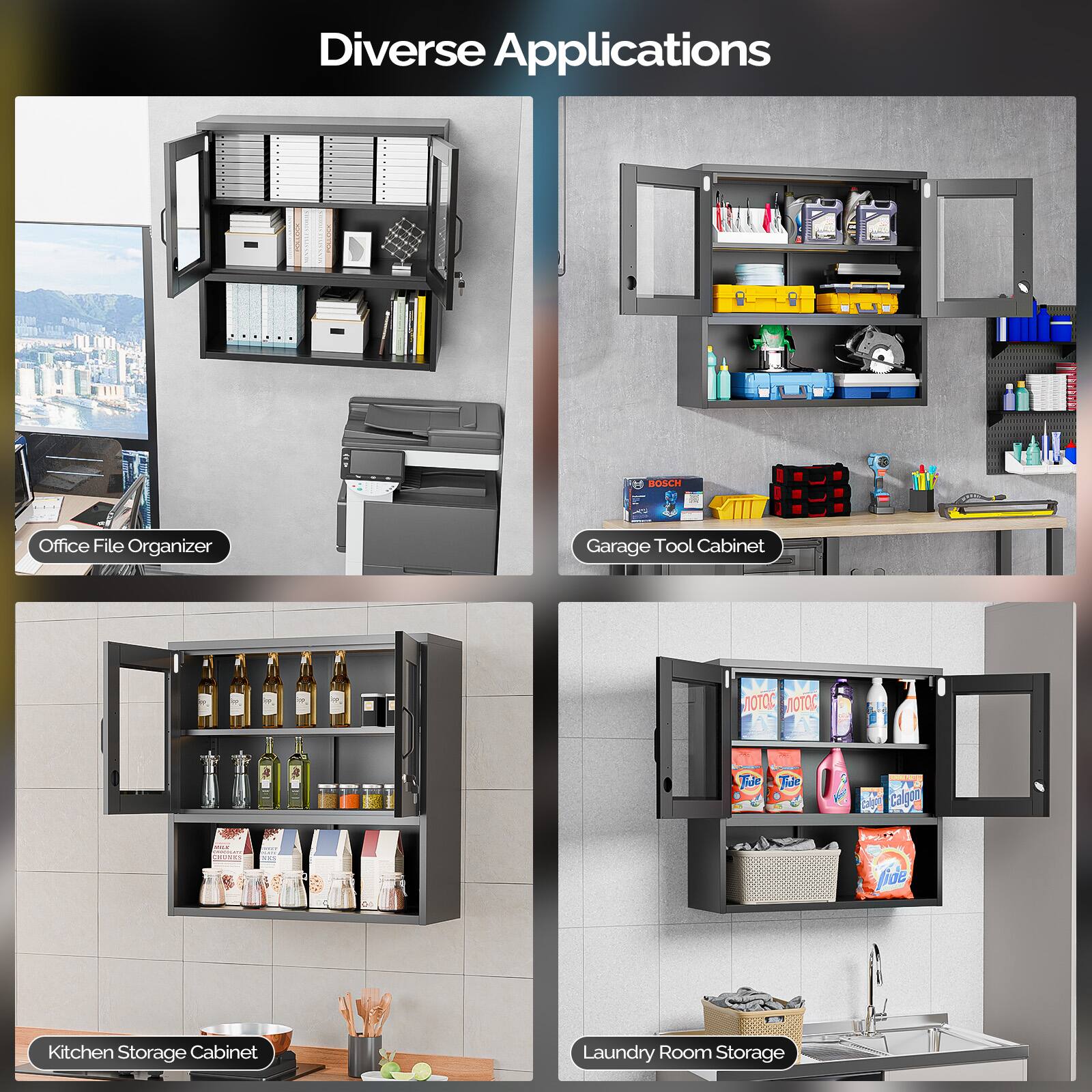 Diverse Applications

Office File Organizer

Garage Tool Cabinet

Kitchen Storage Cabinet

Laundry Room Storage