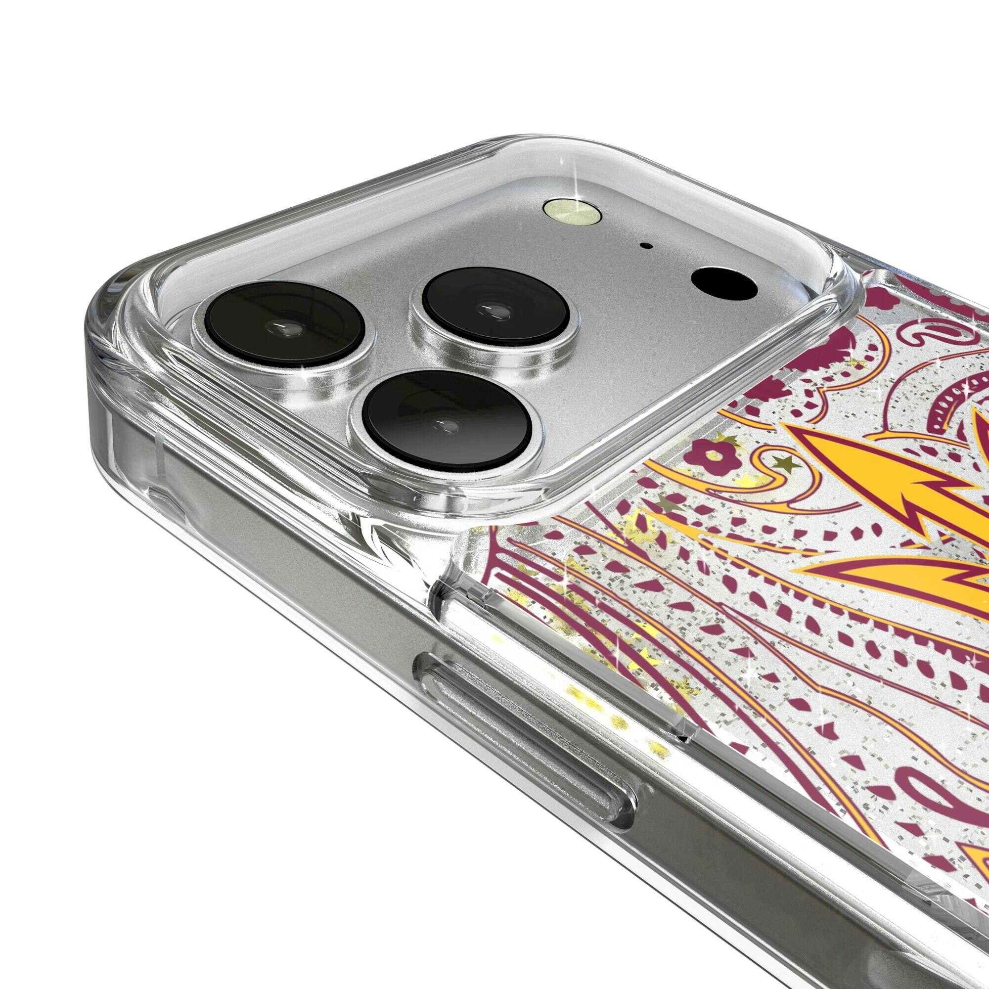Alt View 2. Keyscaper - Arizona State Sun Devils iPhone Glitter Paisley Design Case - 13 Pro - Multicolor.