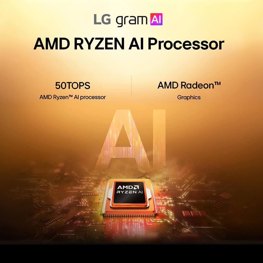 LG gram AI  
AMD RYZEN AI Processor  
50TOPS  
AMD Ryzen™ AI processor  
AMD Radeon™ Graphics