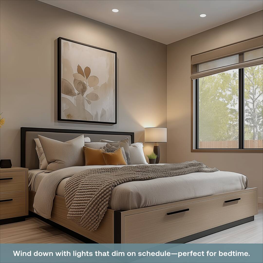 Wind down with lights that dim on schedule—perfect for bedtime.