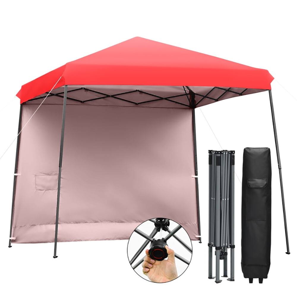 Angle. Kadyn - 10 x 10 Feet Pop Up Tent Slant Leg Canopy with Detachable Side Wall-Red, Outdoor Gazebo Wedding Party Tent Canopy Tent.