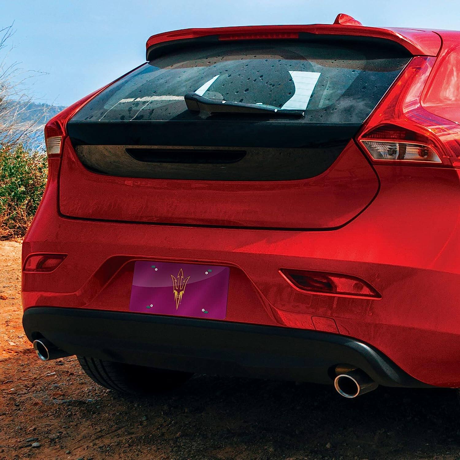 Alt View 4. Rico Industries - Arizona State Sun Devils Dark Red Mirrored Laser Cut License Plate Laser Tag - Multi.