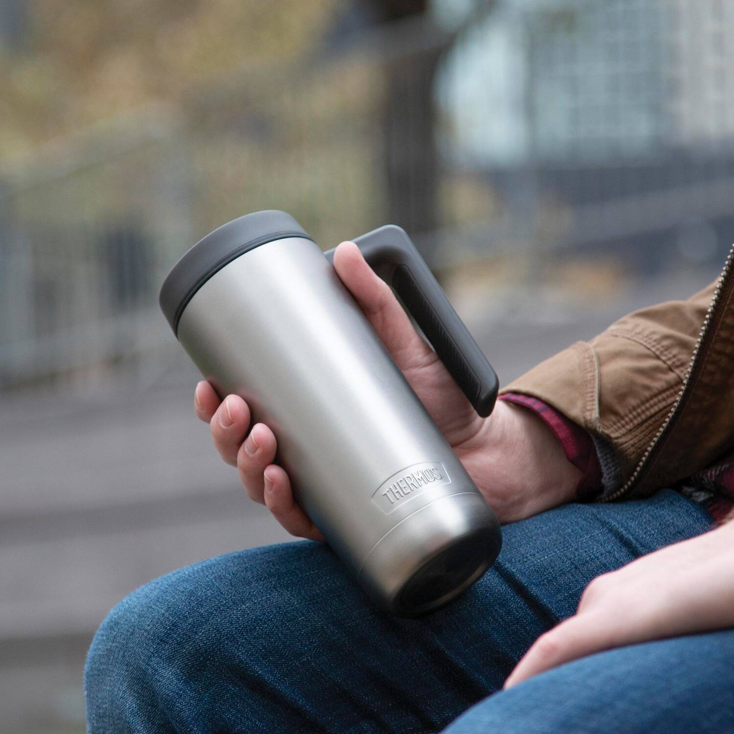Back. Thermos - Thermos 18 oz. Alta Stainless Steel Mug - Matte Steel/Espresso Black - Matte Steel/Black.