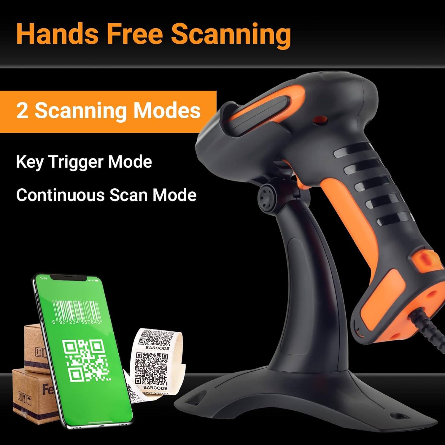 Hands Free Scanning

2 Scanning Modes

Key Trigger Mode

Continuous Scan Mode