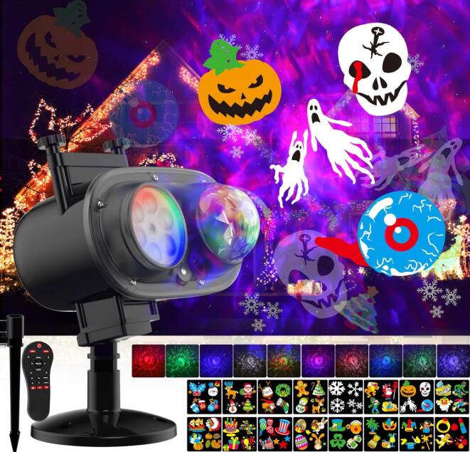 Front. Rossetta - Halloween Projector Lights - 26 HD Effects with 3D Ocean Waves, Remote Timer, Waterproof for Outdoor Holiday Decorations - White.
