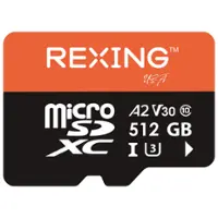Rexing - 512GB MicroSDXC UHS-3 Full HD Video High Speed Transfer Monitoring SD Memory Card with Adapter - Front_Zoom