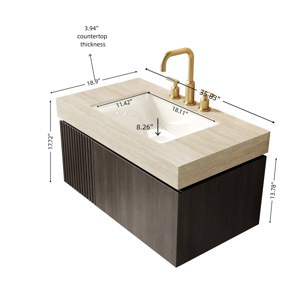 3.94" countertop thickness  
17.72"  
18.9"  
11.42"  
8.26"  
35.83"  
18.11"  
13.78"