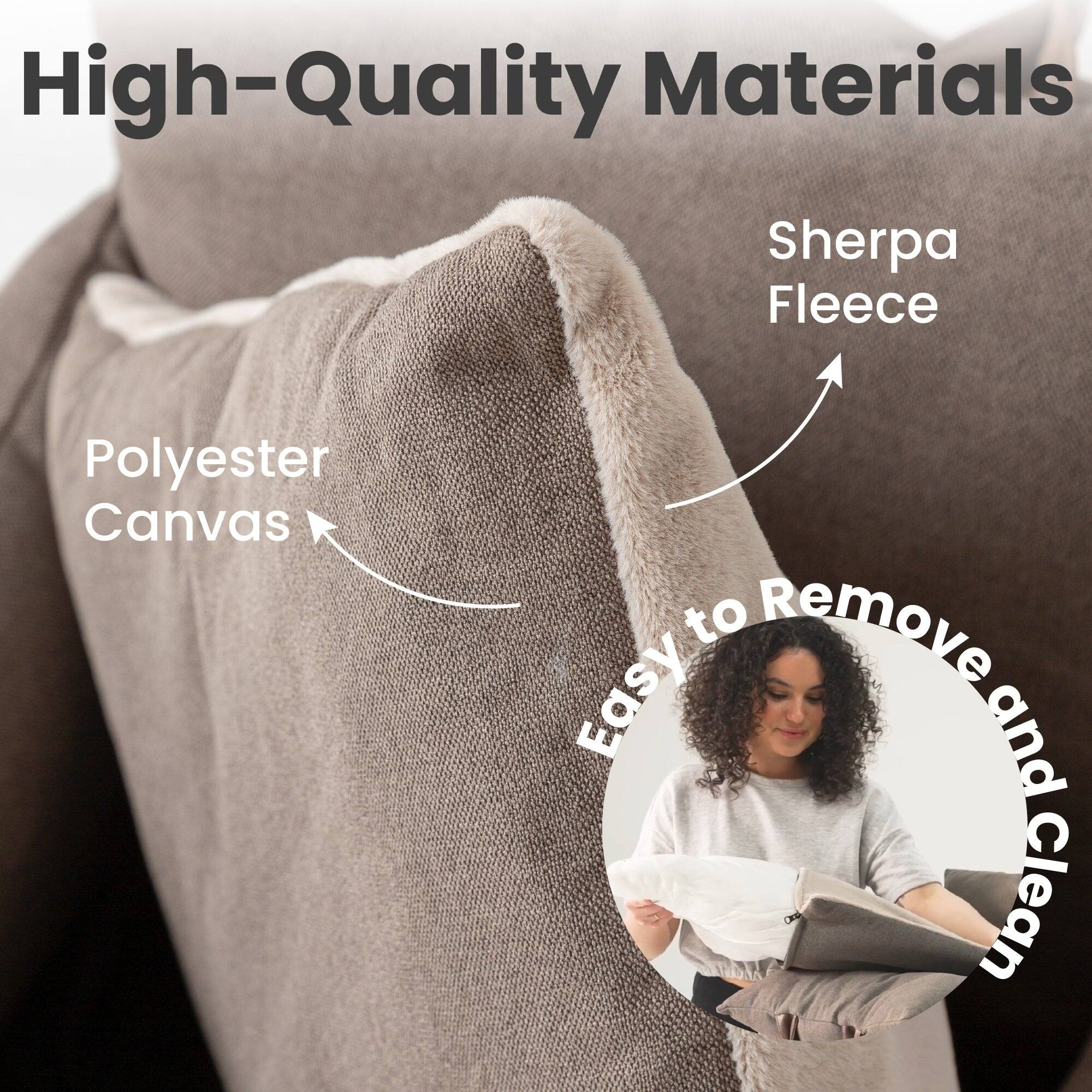 High-Quality Materials  
Sherpa Fleece  
Polyester Canvas  
Easy to Remove and Clean