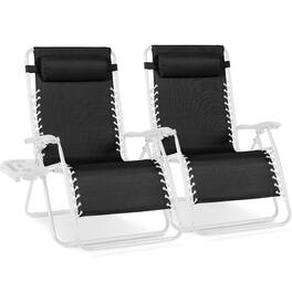 Best Choice Products - Set of 2 Extra Wide Zero Gravity Lounge Chair Recliners w/ Cup Holder - Black/White