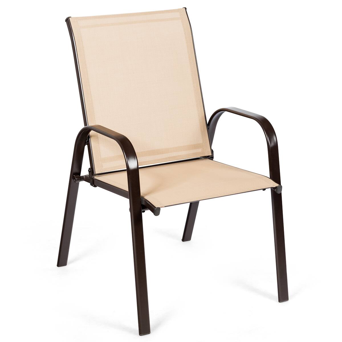 Alt View 8. Costway - Costway 2PCS Patio Chairs Dining Chair Deck Yard W/Armrest - Beige.