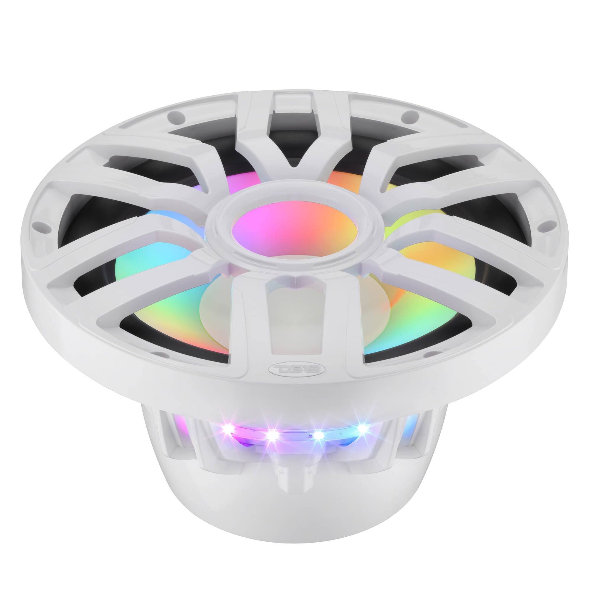 Angle. DS18 Audio - NXL-IQ 12" Subwoofer with Digital LED Lights, 600W RMS Single 4-Ohm - White.