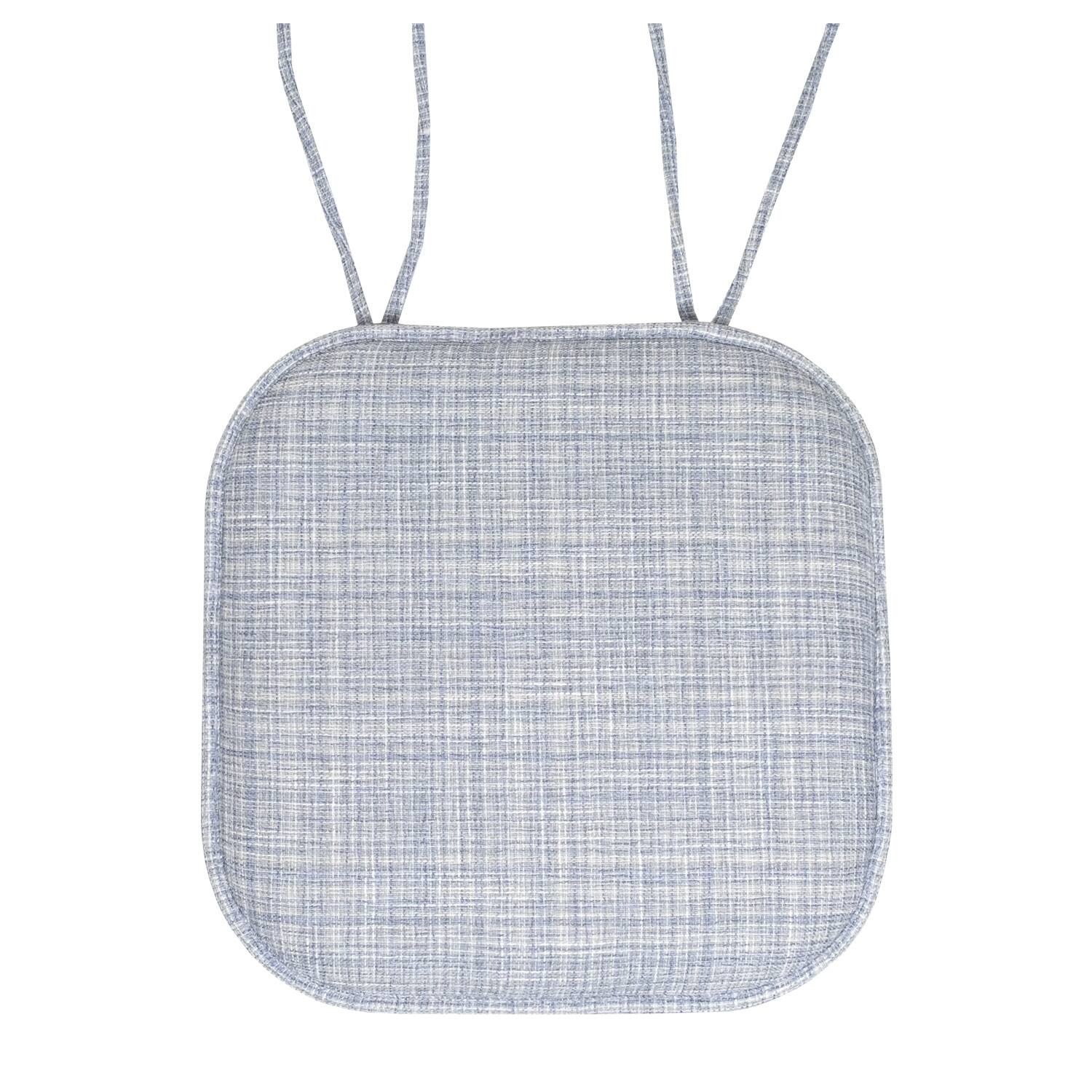 Left. Sweet Home Collection - Aria Memory Foam Non-Slip 16" x 16" Chair Cushion Pad with Ties, 4-Pack - Silver/Blue.