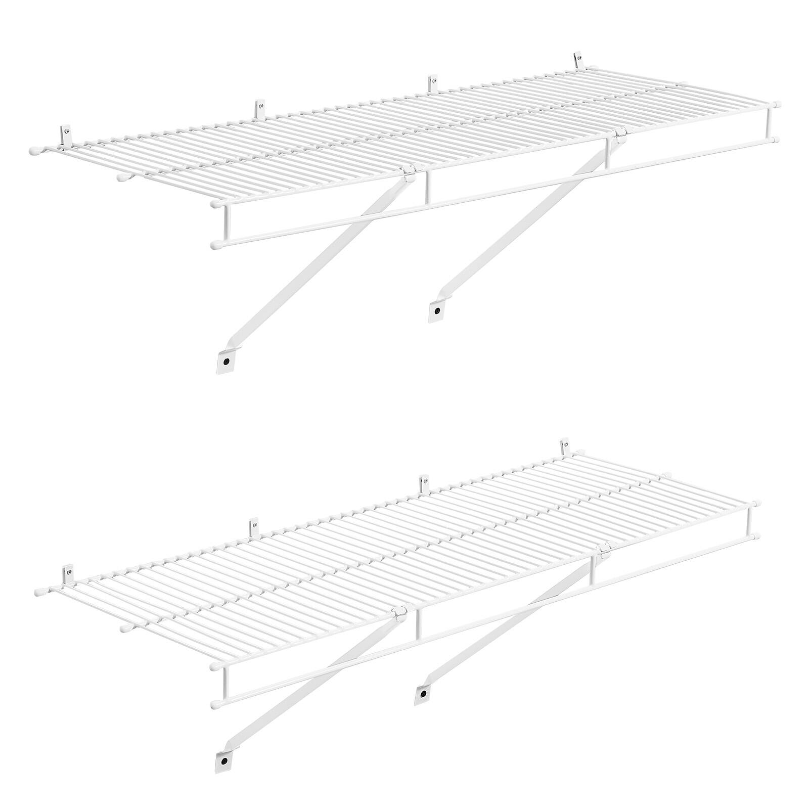 Alt View 5. VEVOR - Wire Shelf Kit, 3 ft, Set of 2, Wall Mounted Wire Shelves, Heavy-Duty Carbon Steel Hanging Shelf, Floating Wall Storage - White.