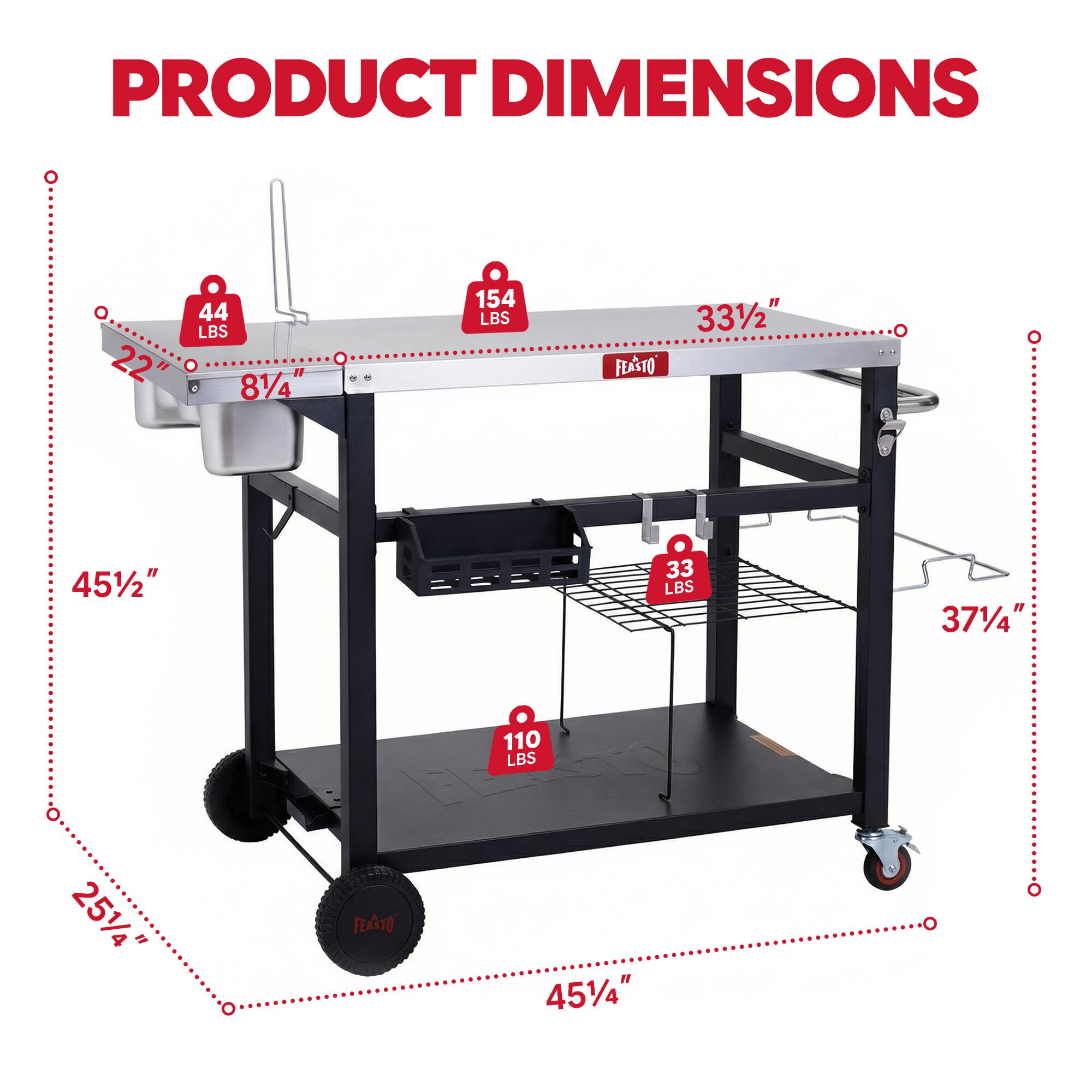 PRODUCT DIMENSIONS

- 22" x 8 1/4" x 45 1/2" - 154 LBS
- 33 1/2" x 37 1/4" x 45 1/4" - 33 LBS
- 25 1/4" x 45 1/2" - 110 LBS