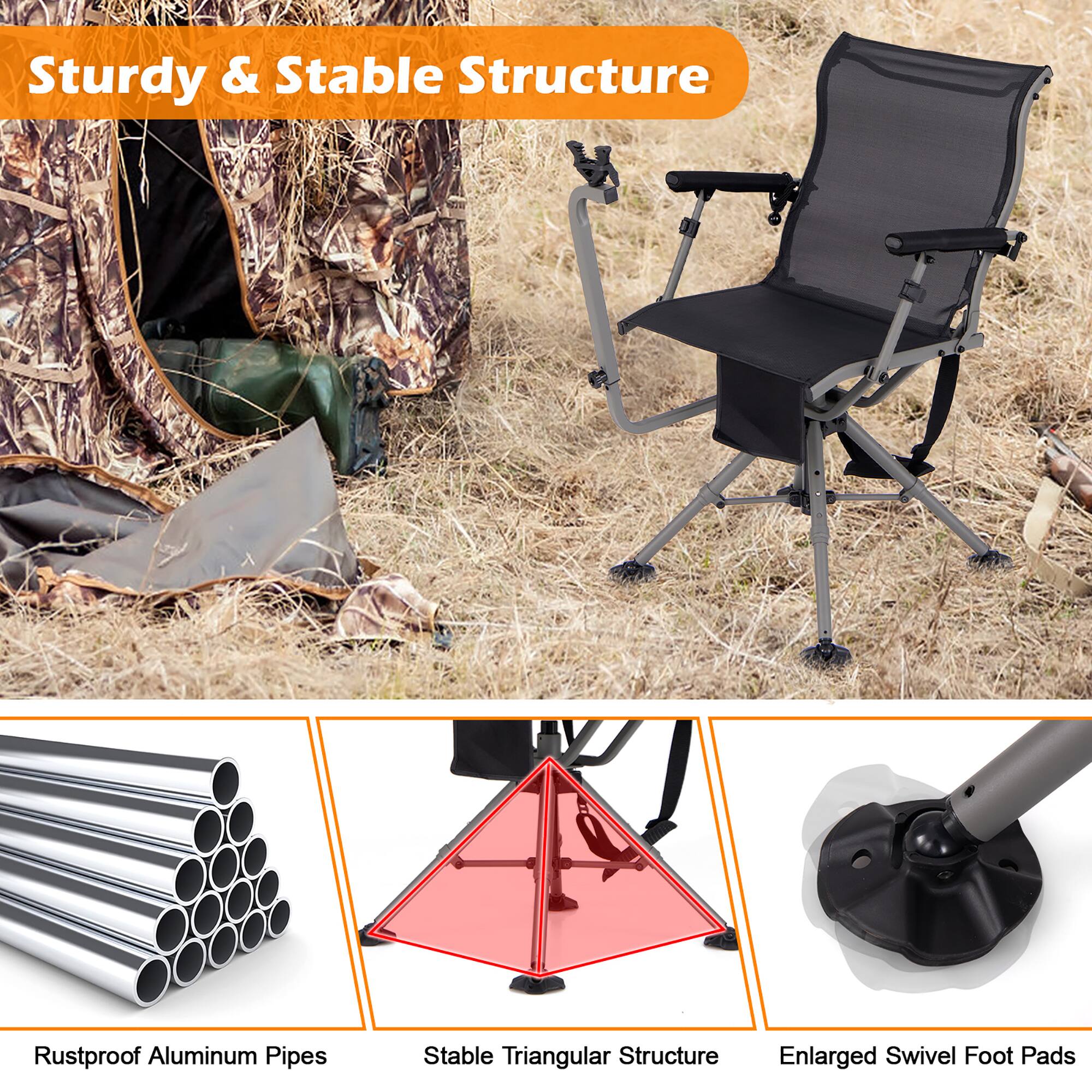 Sturdy & Stable Structure

- Rustproof Aluminum Pipes
- Stable Triangular Structure
- Enlarged Swivel Foot Pads