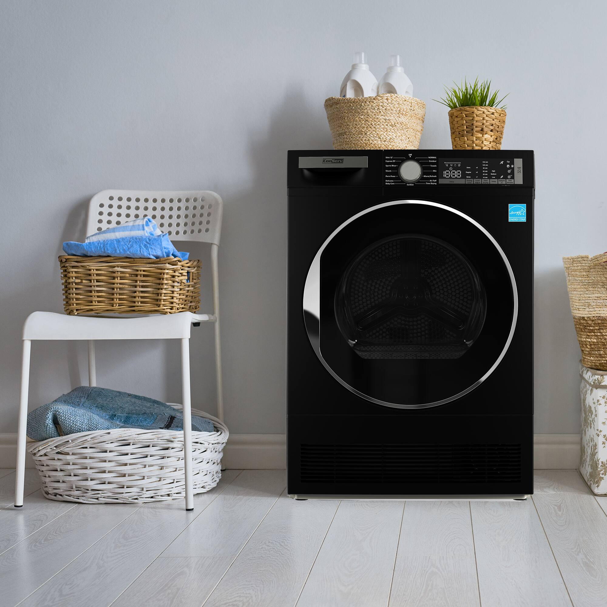 Alt View 1. Conserv - Conserv 4 Cu. Ft. Ventless Condensing Electric Dryer | Sanitize, LED, Reversible Door | Energy Star 220V - Stackable - Matte Black.