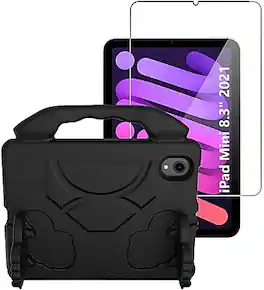 SaharaCase - iPad mini A17 Pro & 6th Generation 2021 Protection Bundle, KidProof Case with Tempered Glass Screen - Black