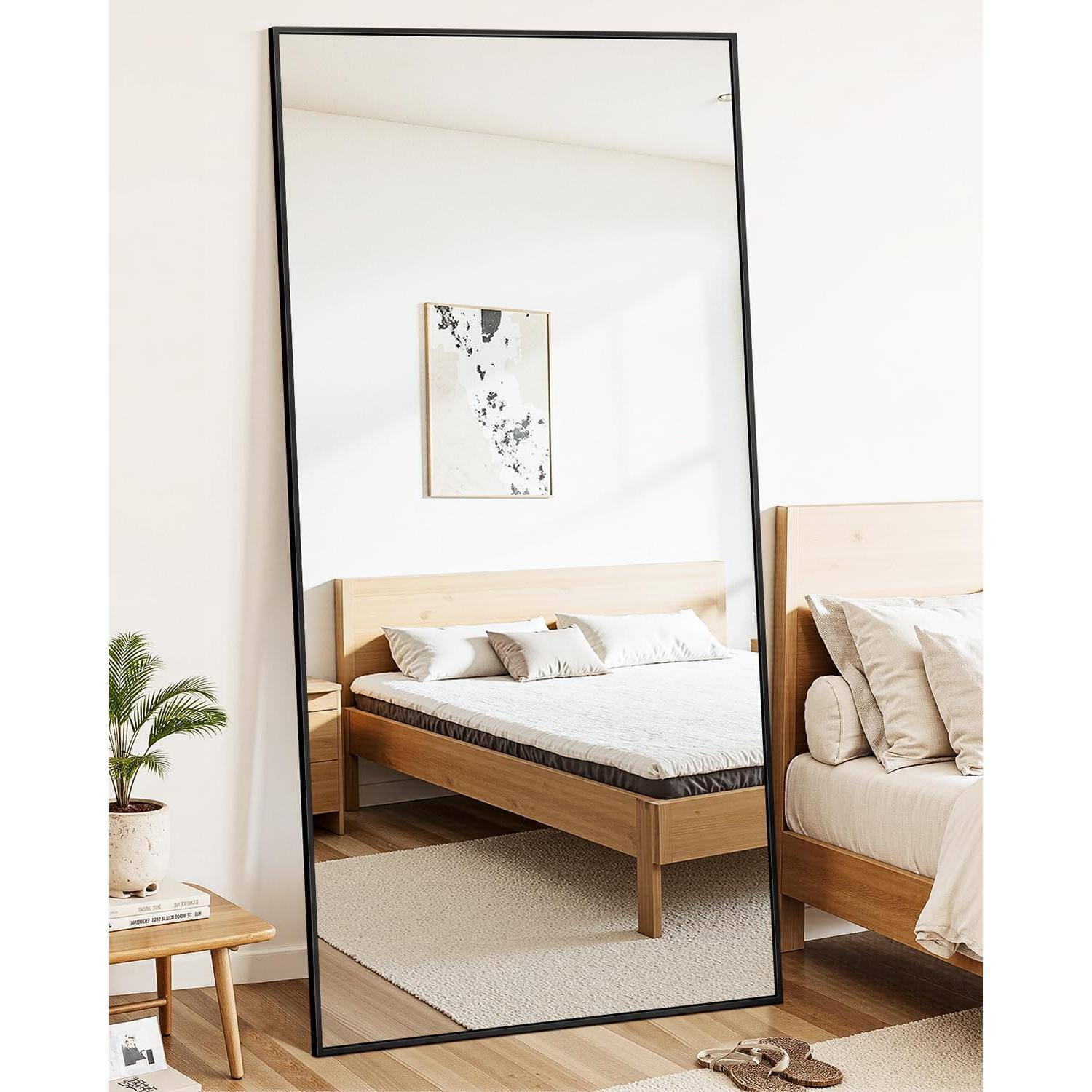 Back. Cedar Assembly - Floor Mirror 58" 21" Full Length With Stand Freestanding For Bedroom Living Room Mirrors: body mirrors - Gold-76"L x 34"W-Rect Style.