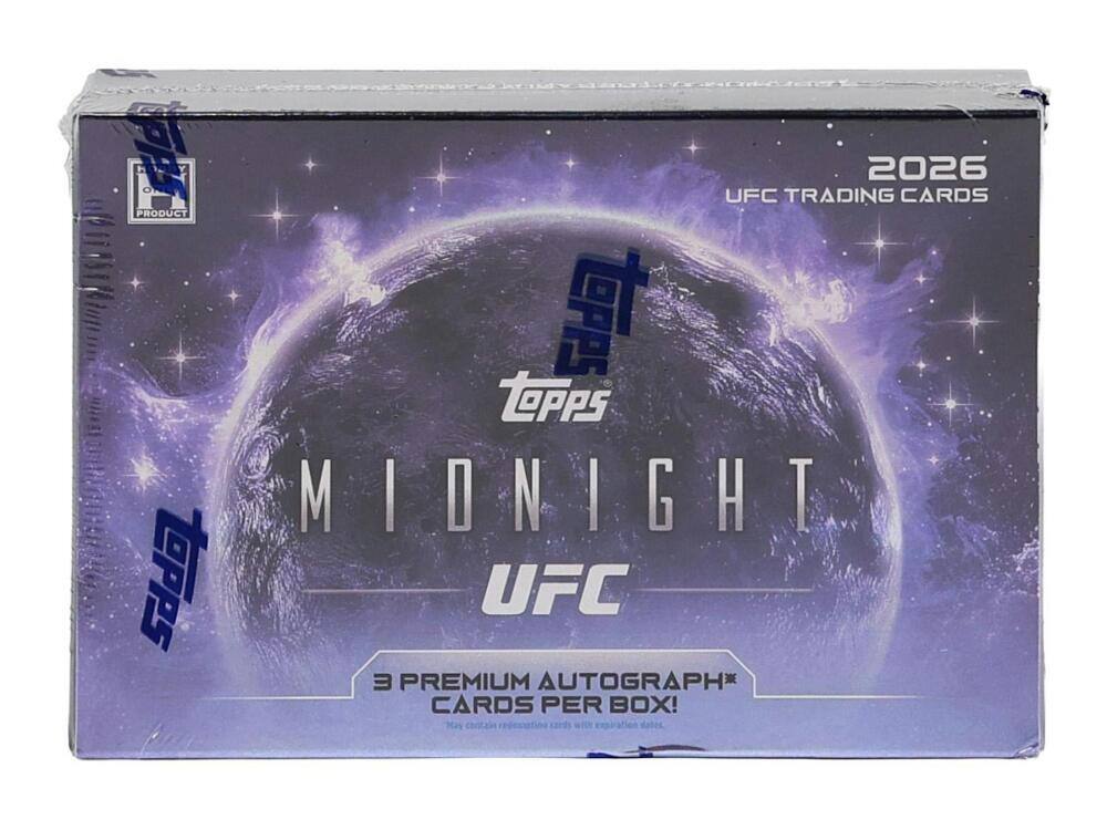 UFC Trading Cards 2026  
Topps Midnight UFC  
3 Premium Autograph Cards Per Box!