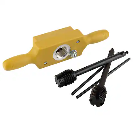 Front. Kings County Tools - 1 Inch x 6TPI Tap and Die Set - Tan and Black.