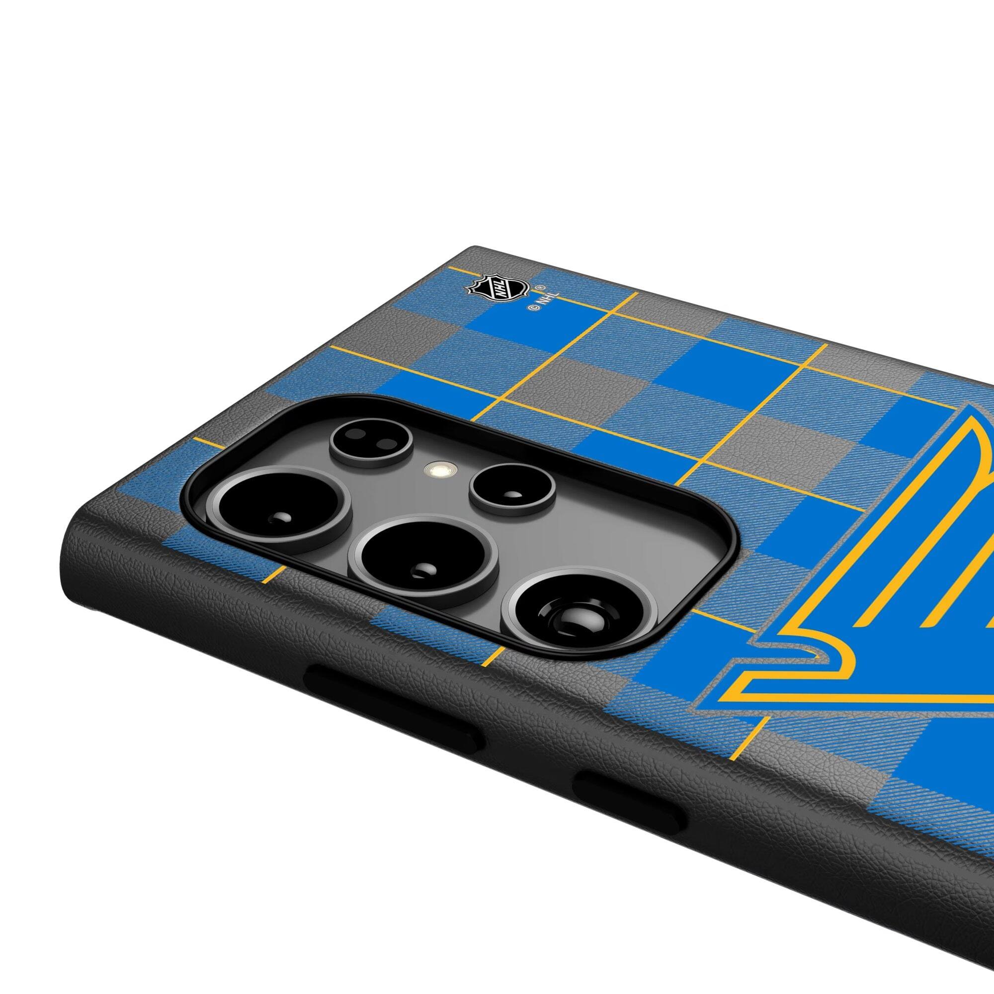 Alt View 3. Keyscaper - St. Louis Blues Plaid Galaxy Magnetic Bump Case - S25 Ultra - Black.