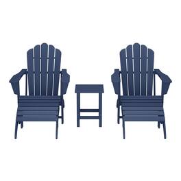 WestinTrends - Highland 5-Piece Adirondack Chair with Folding Ottoman and Table Set - Navy Blue