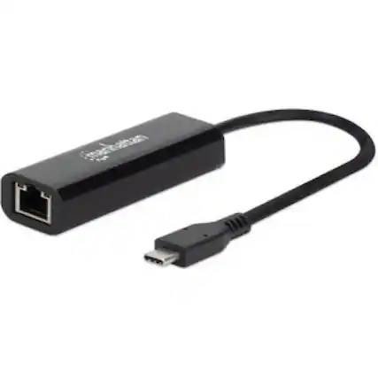 Front. Intellinet - USB-C to 2.5GBASE-T Gigabit (10/100/1000 Mbps & 2.5 Gbps) RJ45 Network Adapter, Multi-Gigabit Ethernet, Black, Three - Black.