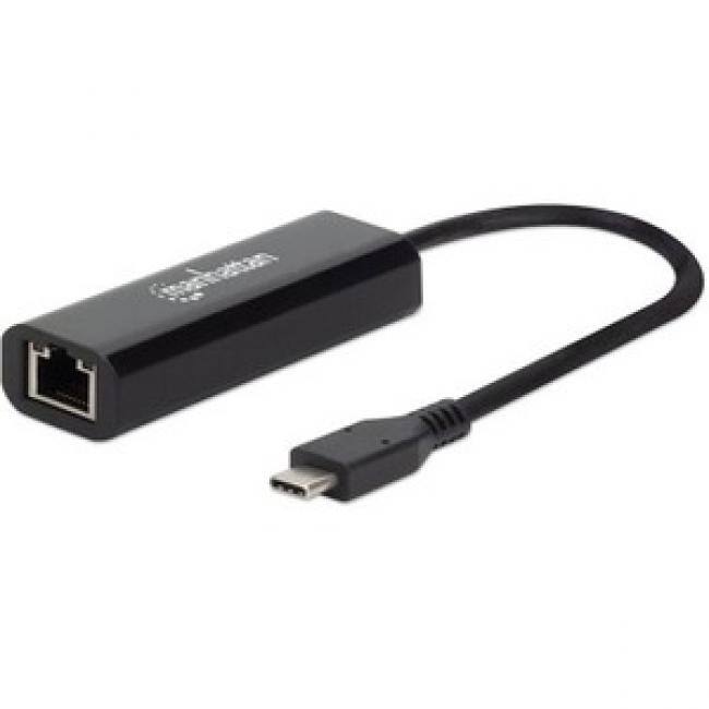 Front. Intellinet - USB-C to 2.5GBASE-T Gigabit (10/100/1000 Mbps & 2.5 Gbps) RJ45 Network Adapter, Multi-Gigabit Ethernet, Black, Three - Black.