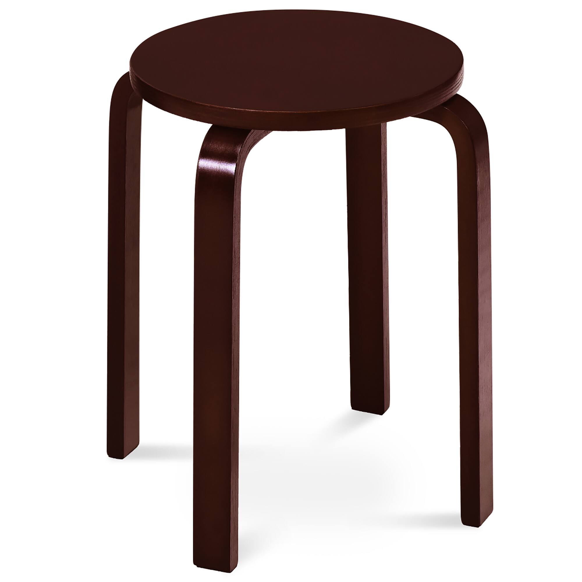 Alt View 9. Gymax - Gymax Set of 4 18" Stacking Stool Round Dining Chair Backless Wood Home Decor Brown - Brown.