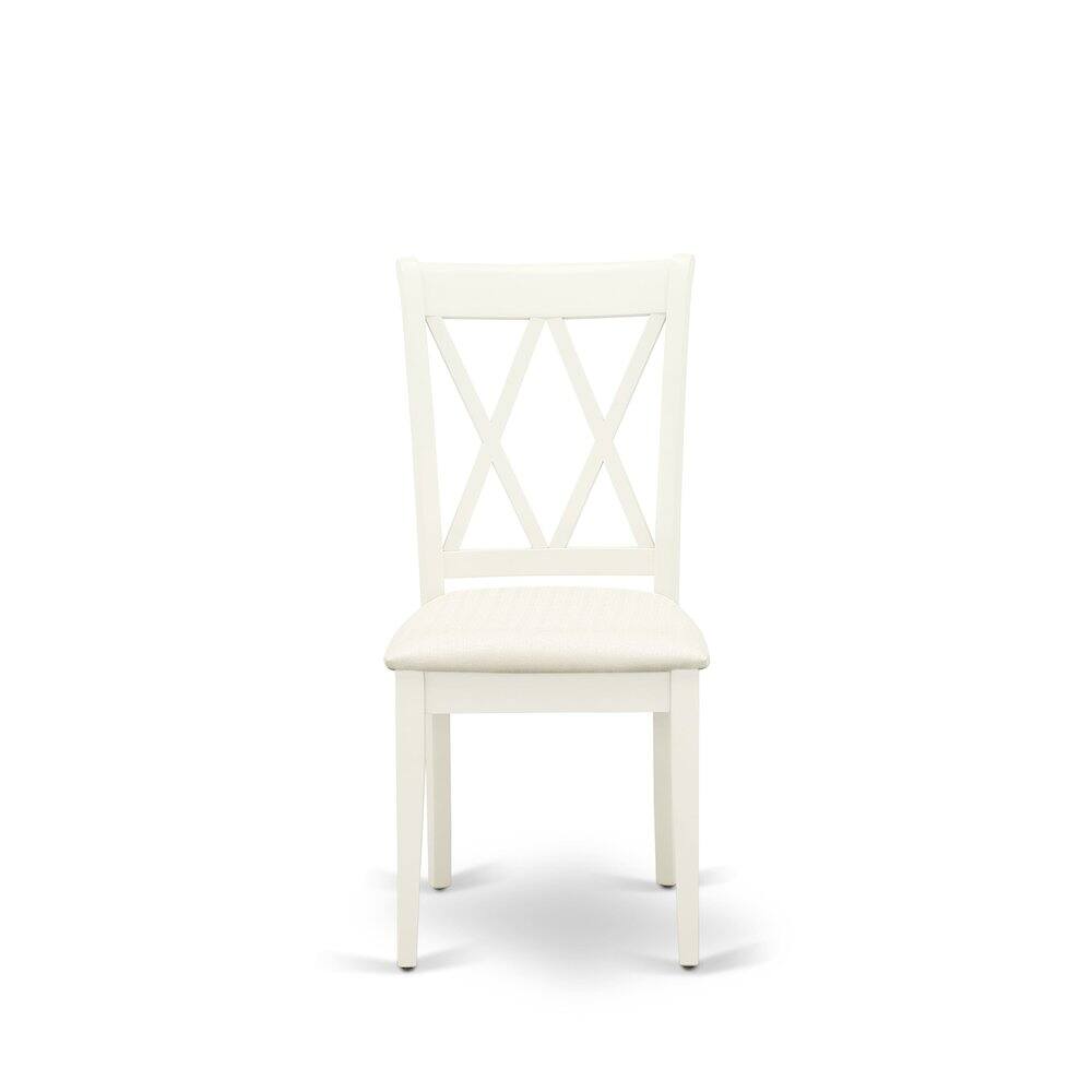 Alt View 2. East West Furniture - East West Furniture 3 Piece Dinning Room Table Set Contains 1 Wood Table and 2 Linen White Dining Room Chairs with - Multi-Color.