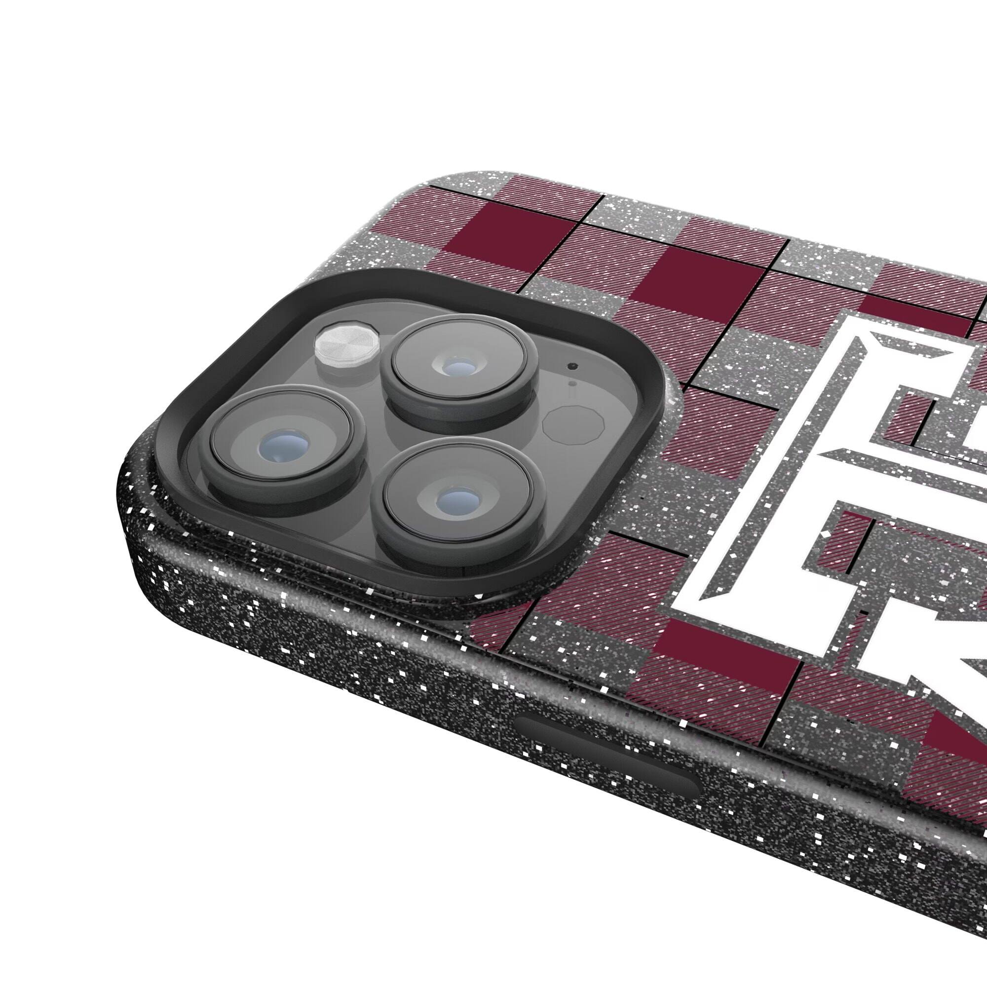Alt View 3. Keyscaper - Texas A&M Aggies Plaid Bling iPhone Case - 15 Pro Max - Black.
