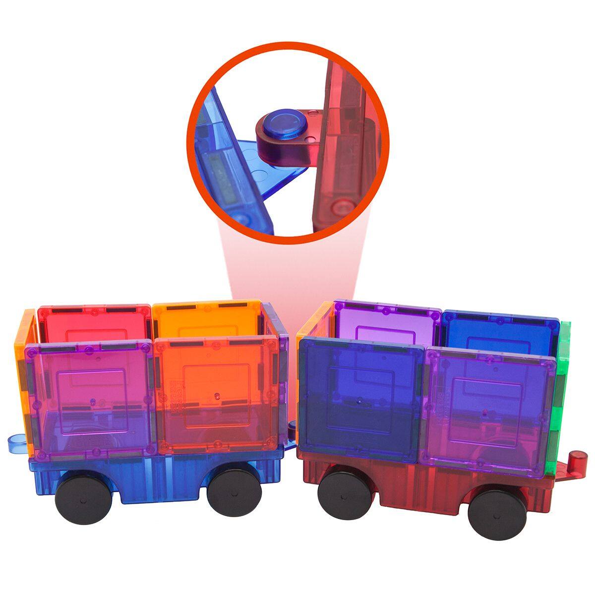 Alt View 4. PicassoTiles - PICASSO-TILES Cars Magnetic Tiles for Kids, Construction STEM Building Blocks Educational Toy, 2PCS - Multicolor.